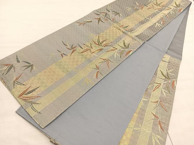 平和屋着物◎六通柄袋帯　笹竹文　金糸　正絹　逸品　BAAV3921hv