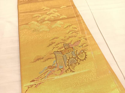平和屋着物◎六通柄袋帯 御所車松文 金銀糸 正絹 逸品 BAAV3928hv