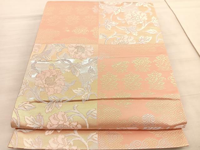 平和屋着物◎六通柄袋帯 更紗花唐草文 金銀糸 正絹 逸品 BAAV3933hv