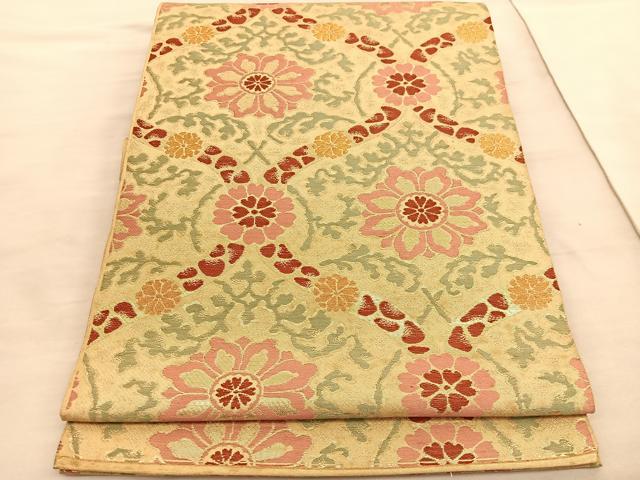 平和屋着物◎六通柄　京袋帯　本袋帯　唐織　立涌花文　金糸　正絹　逸品　BAAV3934hv