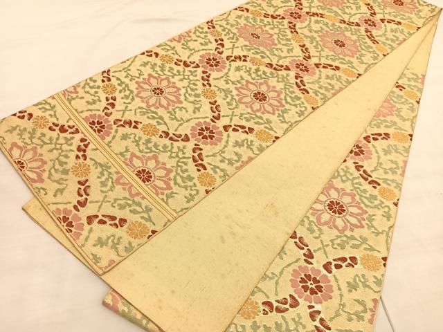 平和屋着物◎六通柄　京袋帯　本袋帯　唐織　立涌花文　金糸　正絹　逸品　BAAV3934hv