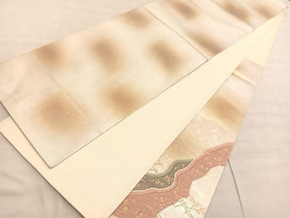 平和屋着物◎太鼓柄袋帯 箔散らし道長花鳥文 金糸 引箔 正絹 逸品 BAAV3956hv
