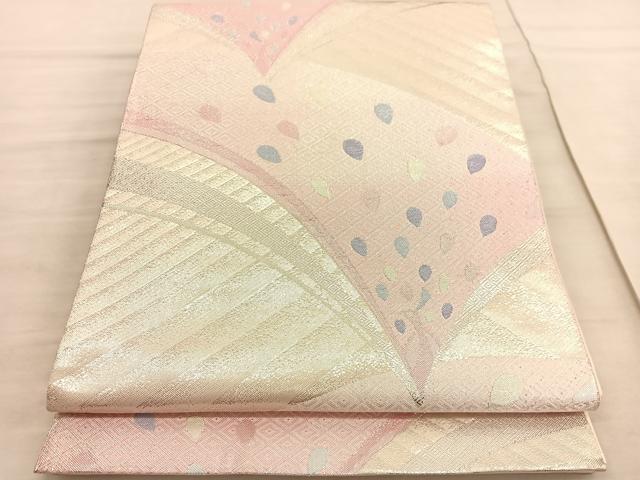平和屋着物◎六通柄袋帯　孔雀　銀糸　正絹　逸品　BAAV3967hv