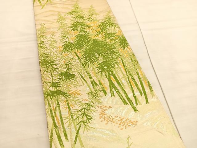 平和屋着物◎六通柄袋帯　唐織　竹林　金銀糸　正絹　逸品　BAAV3974hv