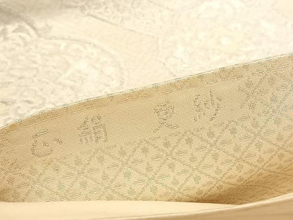 平和屋着物◎六通柄袋帯 唐織 更紗 菱天井花文 銀糸 正絹 逸品 BAAV3979hv