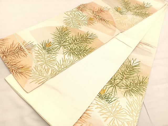 平和屋着物◎六通柄袋帯　唐織　若松葉　金銀糸　正絹　逸品　BAAV3988hv