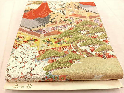 平和屋着物◎六通柄袋帯　唐織　京の祭　金銀糸　正絹　逸品　BAAV4044yc