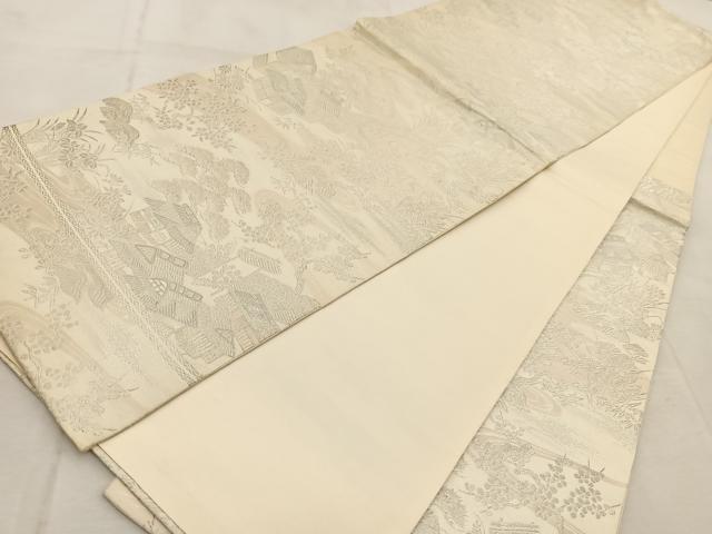 平和屋着物◎六通柄袋帯　御所解文　銀糸　正絹　逸品　BAAV4150yc