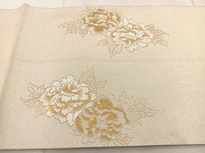 平和屋着物◎太鼓柄袋帯　綴れ　格天井花文　金彩　正絹　逸品　BAAV4202yc