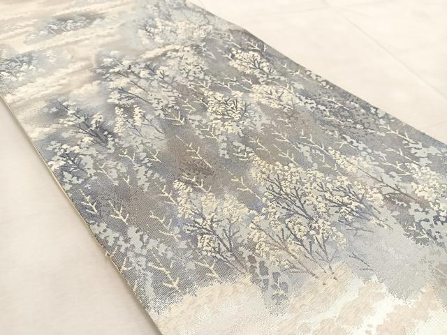 平和屋着物◎六通柄袋帯　蔵王高原　銀糸　正絹　逸品　BAAV4219yc