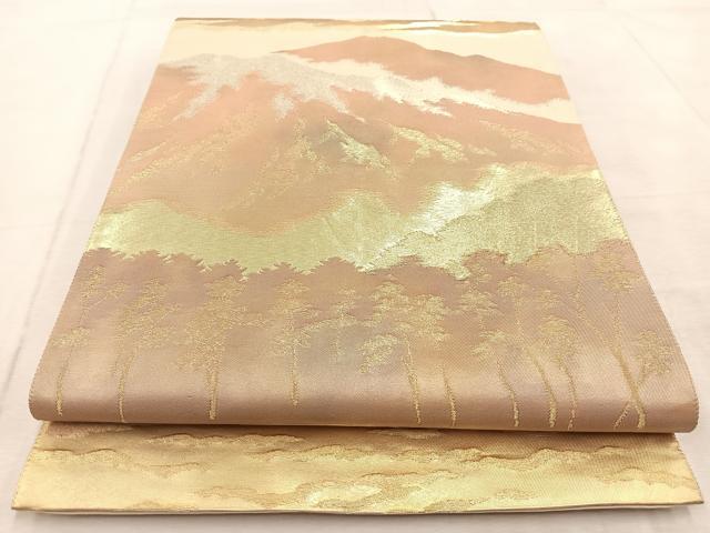 平和屋着物◎六通柄袋帯 重ね山文 金銀糸 引箔 正絹 逸品 BAAV4229yc
