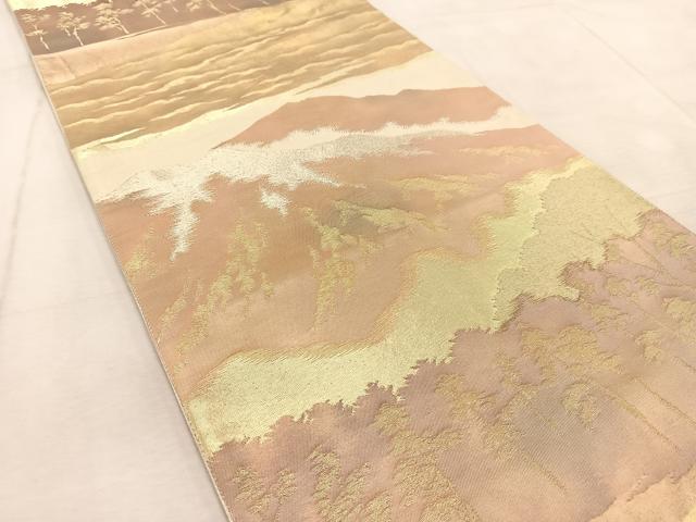 平和屋着物◎六通柄袋帯 重ね山文 金銀糸 引箔 正絹 逸品 BAAV4229yc