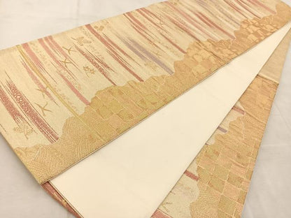 平和屋着物◎六通柄袋帯　飛鳥文　金糸　正絹　逸品　BAAV4251yc