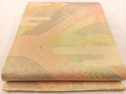 平和屋着物◎佐賀錦　六通柄袋帯　吉祥エ霞文　金糸　正絹　逸品　BAAV4259yc