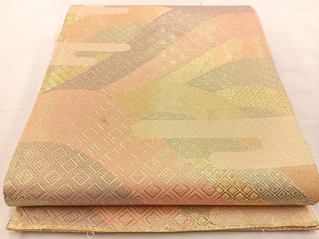 平和屋着物◎佐賀錦　六通柄袋帯　吉祥エ霞文　金糸　正絹　逸品　BAAV4259yc