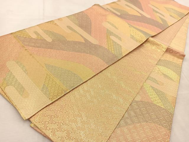 平和屋着物◎佐賀錦　六通柄袋帯　吉祥エ霞文　金糸　正絹　逸品　BAAV4259yc
