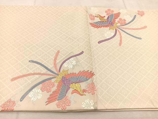 平和屋着物◎太鼓柄袋帯　唐織　鳳凰立波花文　金銀糸　正絹　逸品　BAAV4291yc