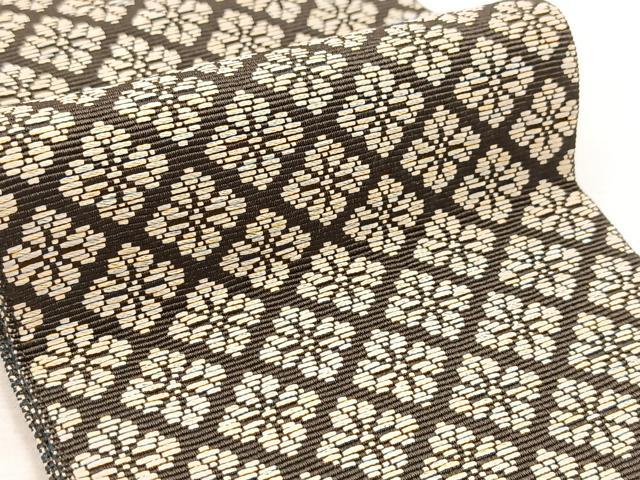 平和屋着物●男性　本場筑前博多織　角帯　花菱文　正絹　逸品　未使用　BAAV4386yc