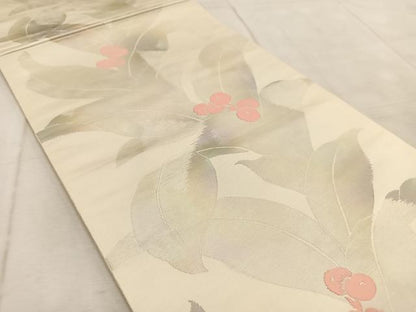 平和屋着物◎六通柄袋帯　南天文　金銀糸　引箔　正絹　逸品　BAAV4439yc