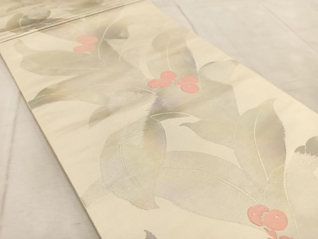 平和屋着物◎六通柄袋帯　南天文　金銀糸　引箔　正絹　逸品　BAAV4439yc