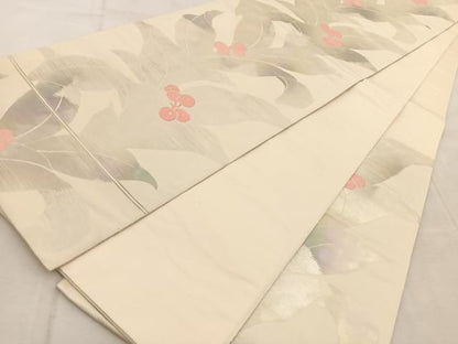 平和屋着物◎六通柄袋帯　南天文　金銀糸　引箔　正絹　逸品　BAAV4439yc