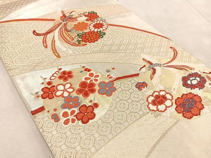 平和屋着物◎六通柄袋帯 唐織 鳳凰花丸文 金銀糸 正絹 逸品 BAAV4445yc