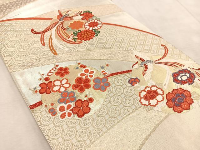 平和屋着物◎六通柄袋帯 唐織 鳳凰花丸文 金銀糸 正絹 逸品 BAAV4445yc