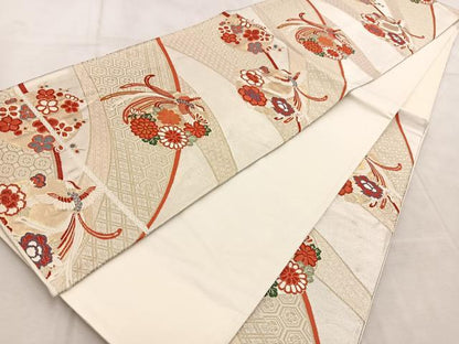 平和屋着物◎六通柄袋帯 唐織 鳳凰花丸文 金銀糸 正絹 逸品 BAAV4445yc