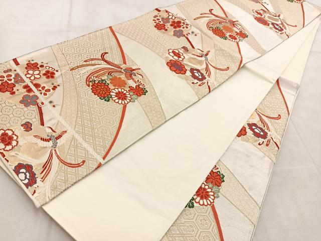 平和屋着物◎六通柄袋帯 唐織 鳳凰花丸文 金銀糸 正絹 逸品 BAAV4445yc