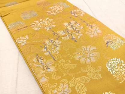 平和屋着物◎六通柄　本袋帯　花詩　金銀糸　正絹　逸品　BAAV4456yc