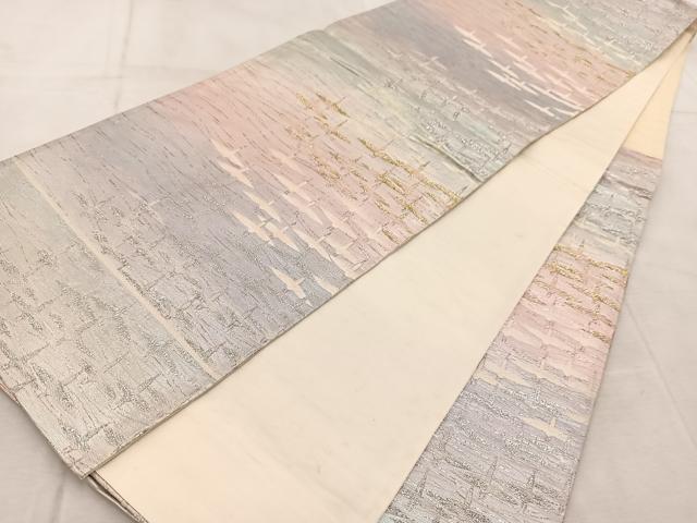 平和屋着物◎六通柄袋帯　唐織　群鳥　金銀糸　正絹　逸品　BAAV4464yc