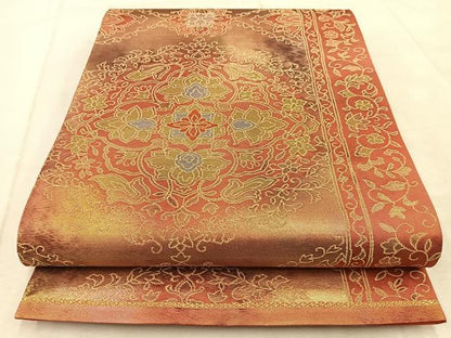 平和屋着物◎六通柄袋帯　正倉院花文　金銀糸　引箔　正絹　逸品　BAAV4500yc