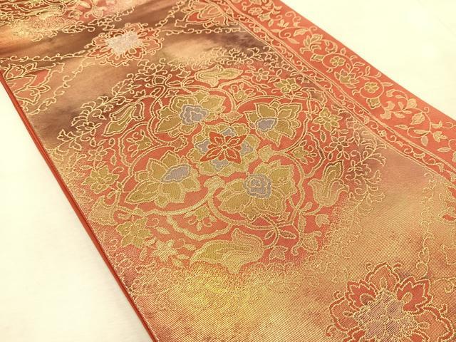 平和屋着物◎六通柄袋帯　正倉院花文　金銀糸　引箔　正絹　逸品　BAAV4500yc