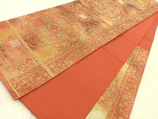 平和屋着物◎六通柄袋帯　正倉院花文　金銀糸　引箔　正絹　逸品　BAAV4500yc
