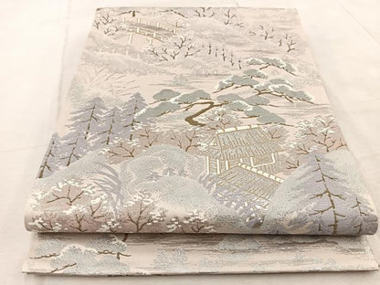 平和屋着物◎六通柄袋帯 貴船 金銀糸 正絹 逸品 BAAV4509yc