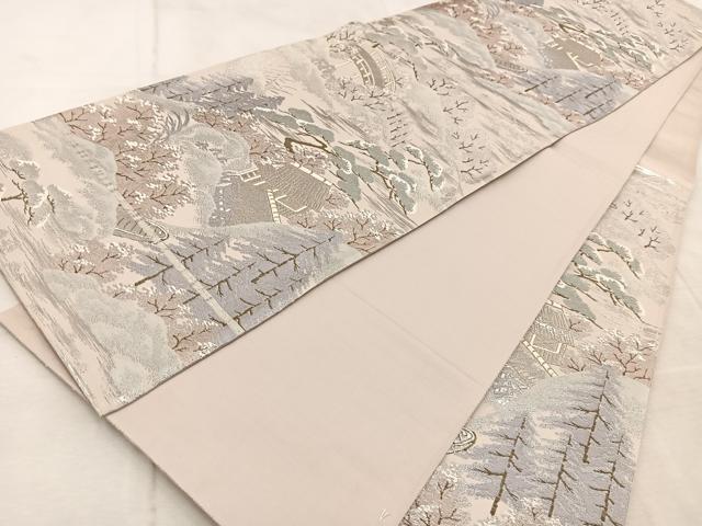 平和屋着物◎六通柄袋帯 貴船 金銀糸 正絹 逸品 BAAV4509yc