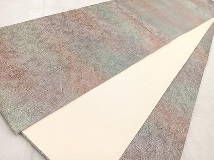 平和屋着物◎全通柄袋帯　霞文　銀糸　正絹　逸品　BAAV4519yc
