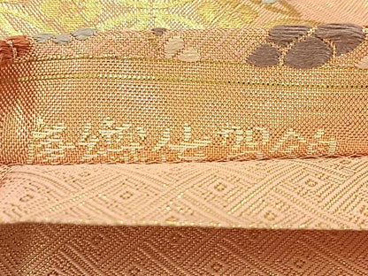 平和屋着物◎佐賀錦 六通柄袋帯 唐織 春秋御花文様 金糸 正絹 逸品 BAAV4523yc