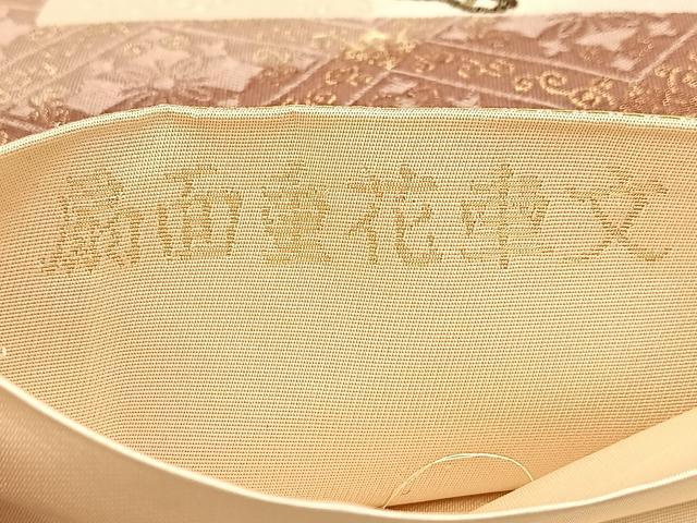 平和屋着物◎六通柄袋帯　唐織　扇面重花車文　金糸　正絹　逸品　BAAV4533yc