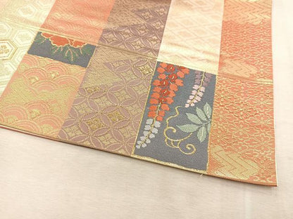 平和屋着物◎六通柄袋帯　唐織　吉祥花間道　金糸　正絹　逸品　BAAV4537yc