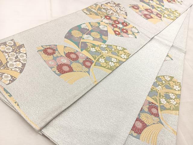 平和屋着物◎六通柄袋帯 唐織 花葉小菊文 金銀糸 正絹 逸品 BAAV4547yc