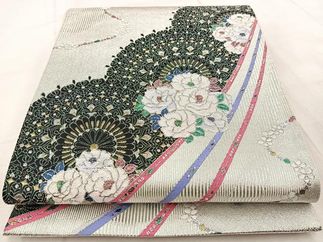 平和屋着物◎六通柄袋帯　唐織　飾花文　金銀糸　正絹　逸品　BAAV4553yc