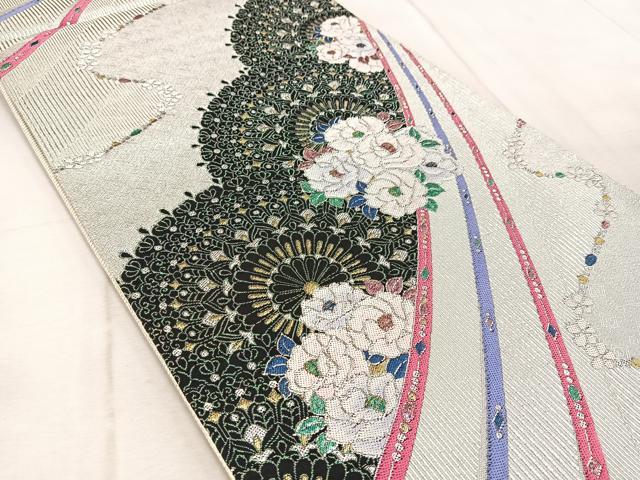平和屋着物◎六通柄袋帯　唐織　飾花文　金銀糸　正絹　逸品　BAAV4553yc