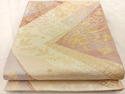 平和屋着物◎佐賀錦 六通柄袋帯 珀鳳 金糸 正絹 逸品 BAAV4559yc