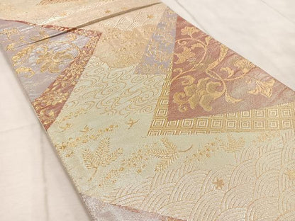 平和屋着物◎佐賀錦 六通柄袋帯 珀鳳 金糸 正絹 逸品 BAAV4559yc