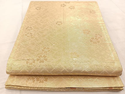 平和屋着物◎佐賀錦　両面　六通柄袋帯　畔久良　金糸　正絹　逸品　BAAV4562yc