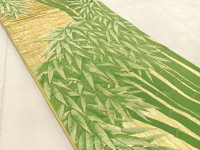 平和屋着物◎六通柄袋帯　竹林　金銀糸　正絹　逸品　BAAV4575yc