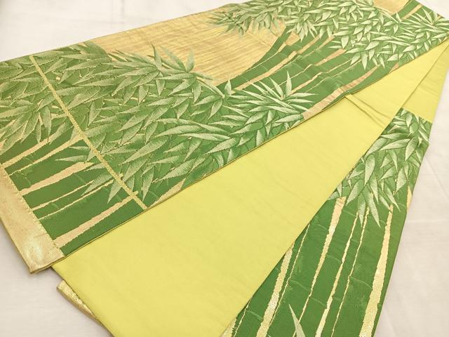 平和屋着物◎六通柄袋帯　竹林　金銀糸　正絹　逸品　BAAV4575yc