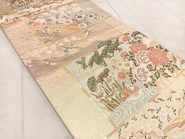 平和屋着物◎六通柄袋帯　唐織　天井蒔絵文　金銀糸　正絹　逸品　BAAV4576yc