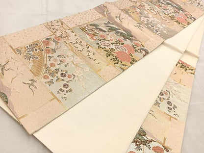 平和屋着物◎六通柄袋帯　唐織　天井蒔絵文　金銀糸　正絹　逸品　BAAV4576yc